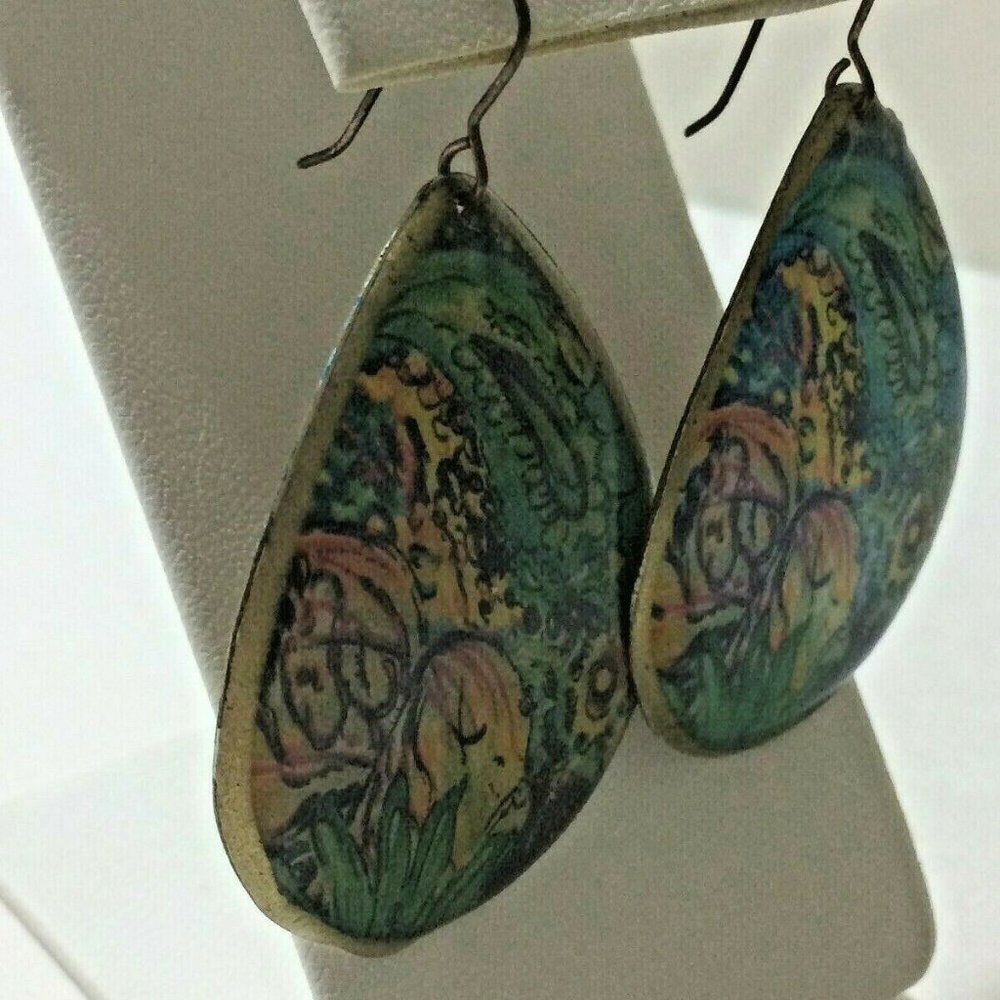 Rare Earrings Mod Retro Art Painting Studio L102 - Picture 2 of 11